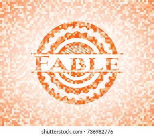 Fable abstract orange mosaic emblem with background