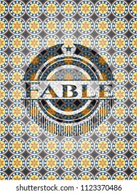 Fable arabic style badge. Arabesque decoration.