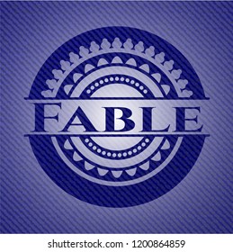 Fable badge with denim background