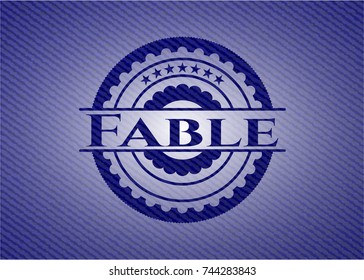 Fable badge with denim background