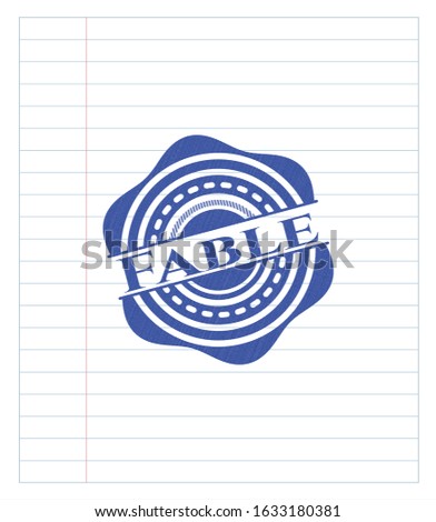 Fable blue ink pen emblem. Vector Illustration. Detailed.