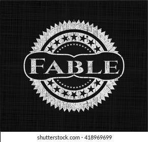 Fable chalkboard emblem on black board
