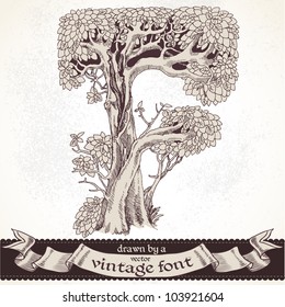 Fable forest hand drawn by a vintage font - F