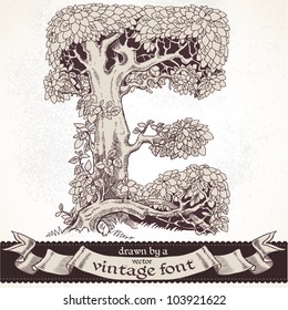 Fable forest hand drawn by a vintage font - E