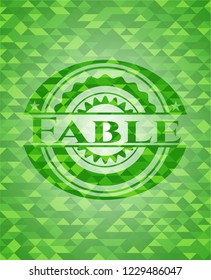 Fable green emblem with mosaic ecological style background