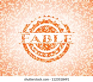 Fable orange mosaic emblem with background