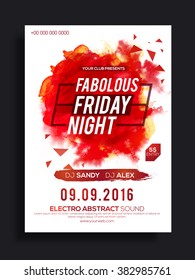 Fabolous Friday Night Party Celebration Flyer, Banner Or Pamphlet With Abstract Design.