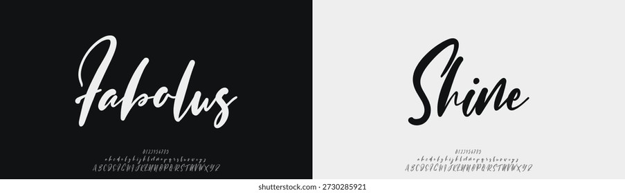 Fabolus Shine, Script logotipo de fonte de luxo mínimo alfabeto. Tipografia beleza moda elegante minimalista serif italic fontes decorativo casamento vintage retro logos. ilustração vetorial
