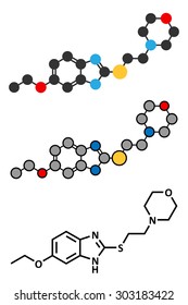 Fabomotizole anxiolytic drug molecule. Conventional skeletal formula and stylized representations.
