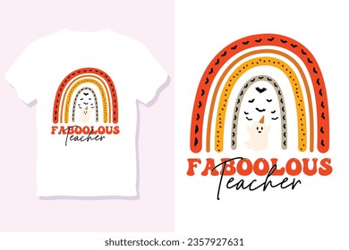 faboolous teacher Retro Halloween SVG Sublimation Design
