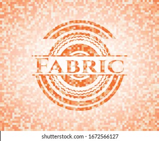 Fabric abstract emblem, orange mosaic background