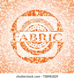 Fabric abstract orange mosaic emblem with background