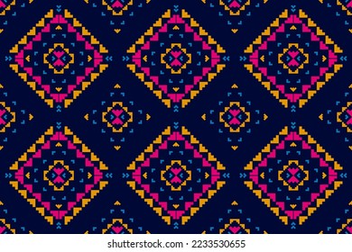Fabric Aztec pattern background. Geometric ethnic oriental seamless pattern traditional. Mexican style. Design for wallpaper, illustration, fabric, clothing, carpet, textile, batik, embroidery.
