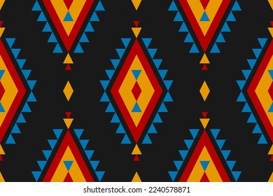 Fabric Aztec pattern background. Geometric ethnic oriental seamless pattern traditional. Mexican style. Design for wallpaper, illustration, fabric, clothing, carpet, textile, batik, embroidery.