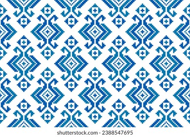 Fabric Aztec pattern background. Geometric ethnic oriental seamless pattern traditional. Mexican style. Design for wallpaper, illustration, fabric, clothing, carpet, textile, batik, embroidery.