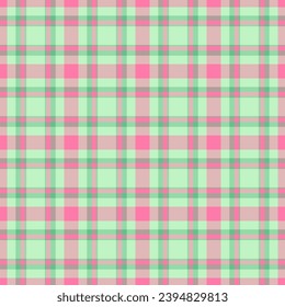 Fabric background pattern of vector textile check with a plaid texture tartan seamless in light and green colors.