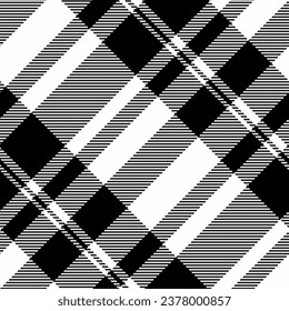 Fabric background plaid of pattern seamless check with a textile texture tartan vector in black and white colors.