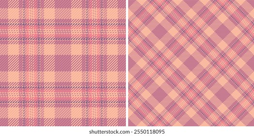 Fondo de tela a cuadros de textura de textura textil tartán con un patrón de Vector a cuadros sin costuras. Conjunto en colores cálidos para patrones de espiga en la moda y el diseño.