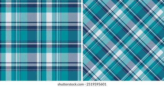 Fabric background seamless of textile plaid pattern with a check texture tartan vector. Set in sea colors for decorative pillows in bedroom .