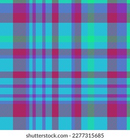 Fabric background tartan. Textile pattern seamless. Check vector texture plaid in cyan and pink colors.