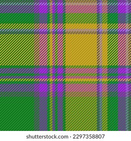 Fabric background tartan. Vector pattern textile. Seamless check texture plaid in yellow and green colors.