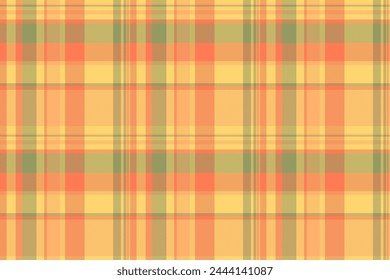 Tela de fondo de tela de Vector sin costuras a cuadros con un patrón de textura de cuadros tartán en colores ámbar y naranja.