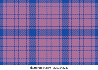 Fabric background texture. Plaid pattern check. Vector textile tartan seamless in blue and pink colors.