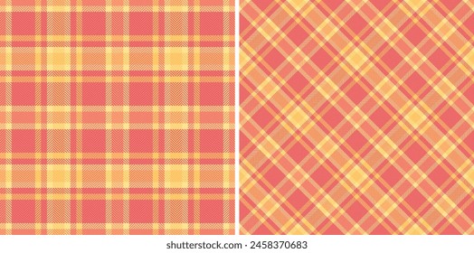 Fabric background vector of texture pattern plaid with a seamless check tartan textile set in gold colors.
