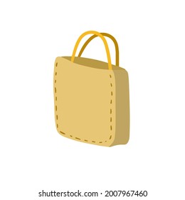 Fabric bag. Cloth eco shopper. Flat cartoon illustration