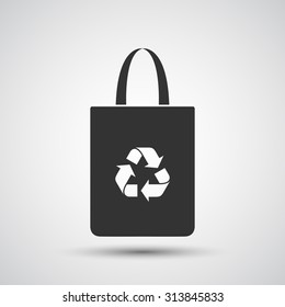Fabric bag icon on gray gradient background, flat design style. Vector illustration eps 10.