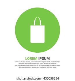 Fabric bag icon on green round circle button, flat style design. Vector illustration eps 10.