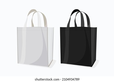 Stoffbeutel. Shopping-Textilverpackung. Canvas, Baumwolle, Leinen wiederverwendbaren Öko-Sack. Shop, Verkaufssymbol. Handtasche auf dem Markt. Einkaufen, Verpackungsvorlage speichern. Stoffbeutel verspotten. Einzige Vektorgrafik.