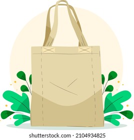 Bolsa de tela. Comprando paquete textil. Bolsa ecológica de tela, algodón, tela reutilizable. Ver, icono de venta. Bolso de mano de mercado. Tienda compra, plantilla de empaquetado. Burla de tela. Ilustración vectorial aislada.