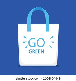 Fabric bag. Shopping textile package. Canvas, cotton, cloth reusable eco bag. Shop, sale icon. Market handbag. Store purchasing, packaging template. Fabric bag mockup. Isolated vector illustration.
