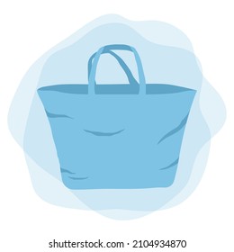 Fabric bag. Shopping textile package. Canvas, cotton, cloth reusable eco bag. Shop, sale icon. Market handbag. Store purchasing, packaging template. Fabric bag mockup. Isolated vector illustration.