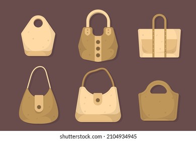 Fabric bag. Shopping textile package. Canvas, cotton, cloth reusable eco bag. Shop, sale icon. Market handbag. Store purchasing, packaging template. Fabric bag mockup. Isolated vector illustration.