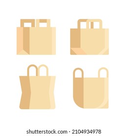 Fabric bag. Shopping textile package. Canvas, cotton, cloth reusable eco bag. Shop, sale icon. Market handbag. Store purchasing, packaging template. Fabric bag mockup. Isolated vector illustration.