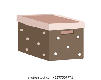 Fabric basket, empty interior box with handles. Modern storage organizer, home indoor store container of rectangle shape in trendy style. Flat vector illustration isolated on white background
