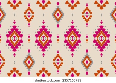 Fabric beautiful ikat pattern art. Ethnic ikat seamless pattern in tribal. American, Mexican style. Design for background, wallpaper, illustration, clothing, carpet, textile, batik, embroidery.