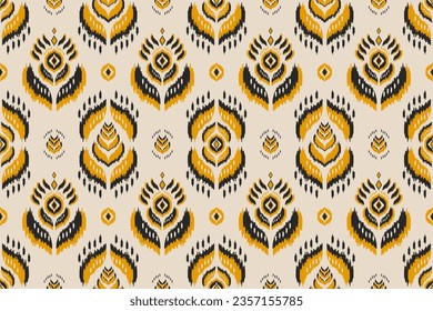 Tejido hermoso arte de patrón de ikat. Patrón ininterrumpido de ikat étnico en las tribus. de estilo americano y mexicano. Diseño para fondo, papel pintado, ilustración, ropa, alfombra, textil, batik, bordado.