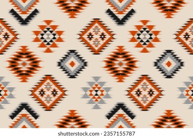 Tejido hermoso arte de patrón de ikat. Patrón ininterrumpido de ikat étnico en las tribus. de estilo americano y mexicano. Diseño para fondo, papel pintado, ilustración, ropa, alfombra, textil, batik, bordado.