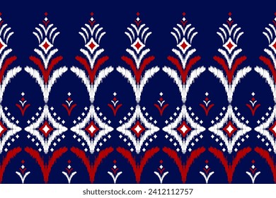 Fabric beautiful ikat pattern art. Ethnic ikat seamless pattern in tribal. American, Mexican style. Design for background, wallpaper, illustration, clothing, carpet, textile, batik, embroidery.