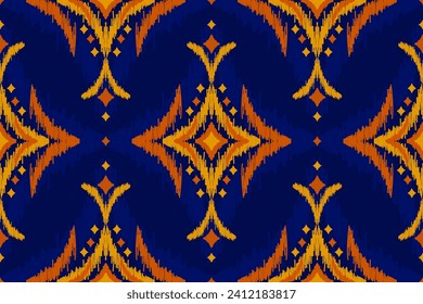 Fabric beautiful ikat pattern art. Ethnic ikat seamless pattern in tribal. American, Mexican style. Design for background, wallpaper, illustration, clothing, carpet, textile, batik, embroidery.