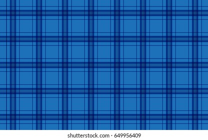 Fabric in blue color, seamless tartan pattern, vector