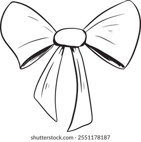 Fabric Bow Simple Graphic Black and White Illustration for Print and Web Design of Physical Products and Projects