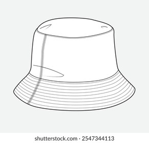 Fabric bucket hat mockup template vector design.