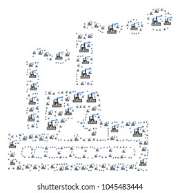 Fabric Building collage composed in the combination of fabric building elements. Vector iconized collage composed from simple icons.