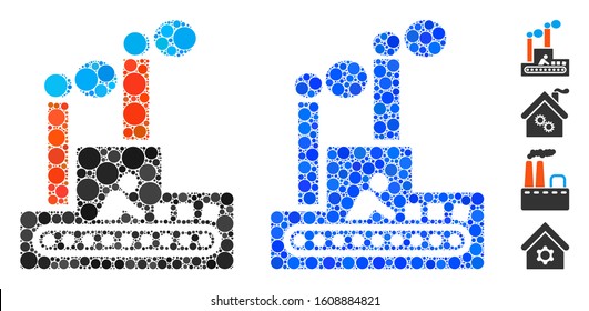 Fabric building composition of circle elements in different sizes and color tints, based on fabric building icon. Vector circle elements are organized into blue composition.