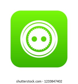 Fabric button icon green vector isolated on white background