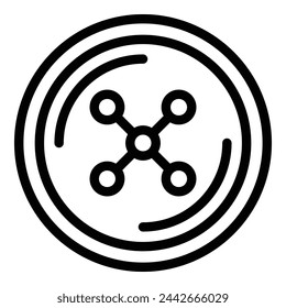 Fabric button icon outline vector. Round cloth detail. Tailoring fastener item